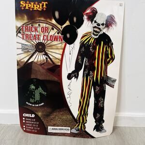 Spirit Trick Or Treat Clown Child Size L 10-12 Halloween Cosplay Costume